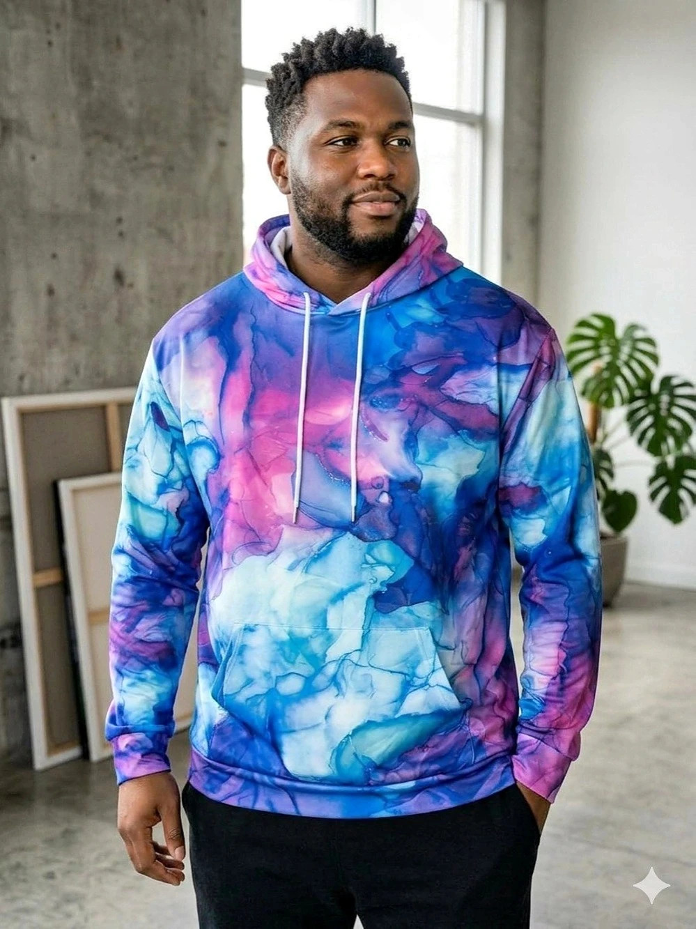 Abstract Print Pullover Hoodie 5XL New